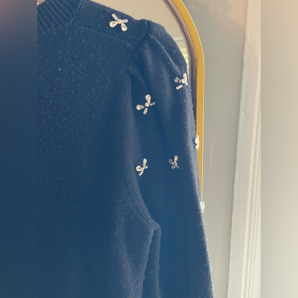 Cami NYC 100% Merino Wool Lulie Sweater With Crystal Bow Details - Picture 10 of 14